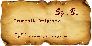 Szurcsik Brigitta névjegykártya